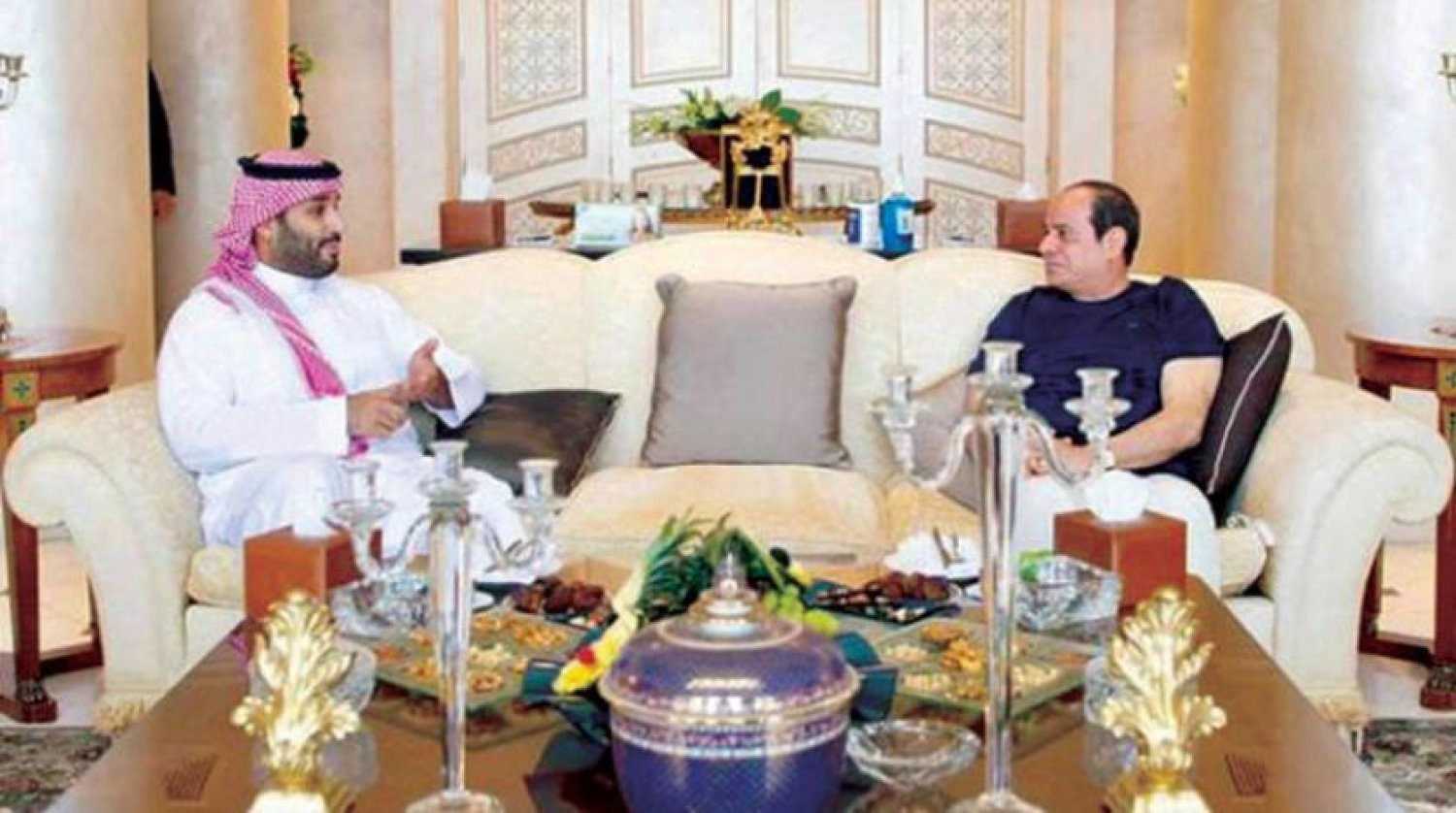 Suudi Arabistan Veliaht Prensi ve Mısır Cumhurbaşkanı’nın toplantısı (Mısır Başkanlığı Facebook hesabı)