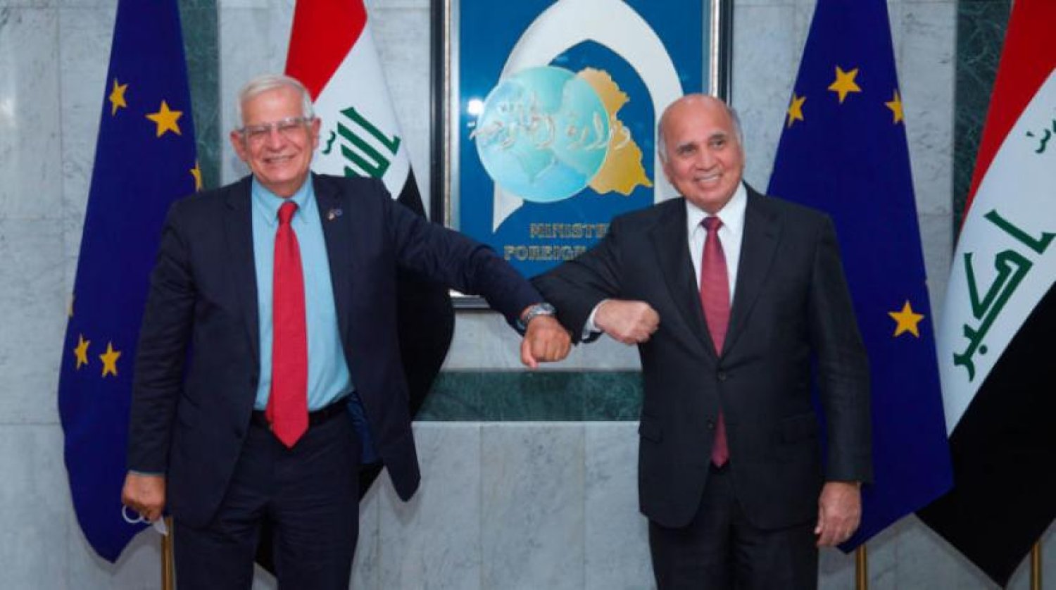 Irak Dışişleri Bakanı Fuad Hüseyin (sağda) dün Avrupa Birliği Dış İlişkiler ve Güvenlik Politikası Yüksek Temsilcisi Josep Borrell ile görüştü. (AP)