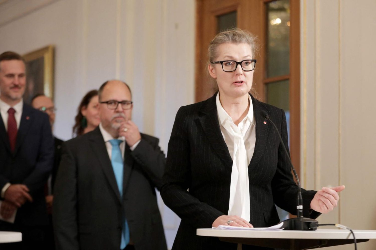 Lina Axelsson Kihlblom, İsveç eğitim sistemini daha öğrenci odaklı hale getirmeyi planladığını söylüyor (AFP)

