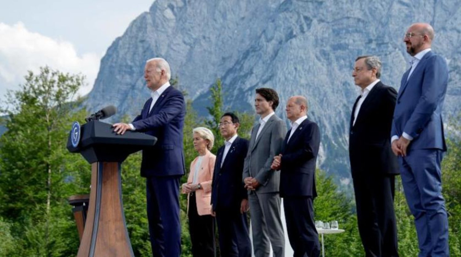 ABD Başkanı Joe Biden Elmau Sarayı’ndaki G7 Liderler Zirvesi’nde düzenlenen ortak basın toplantısında (AFP)