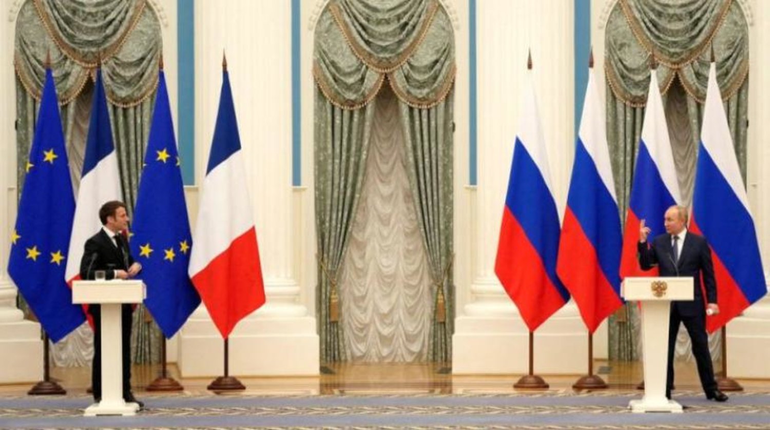 Putin Ve Macron Geçen Şubat Ayında Moskova'da Düzenlenen Ortak Basın Toplantısında (Reuters)