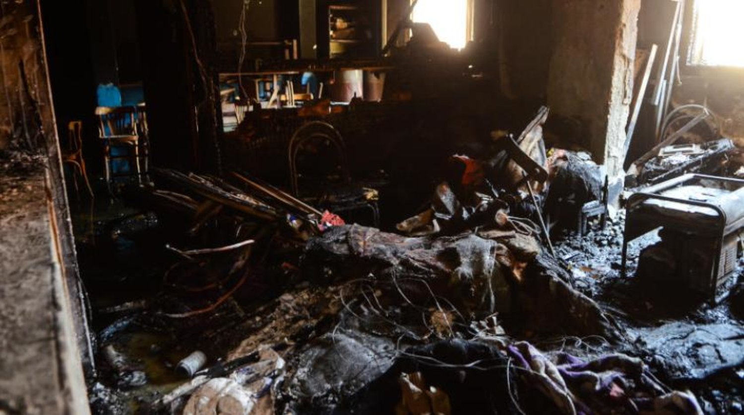 Ebu Sefein kilisesinde çıkan yangının oluşturduğu hasardan bir kesit (DPA)