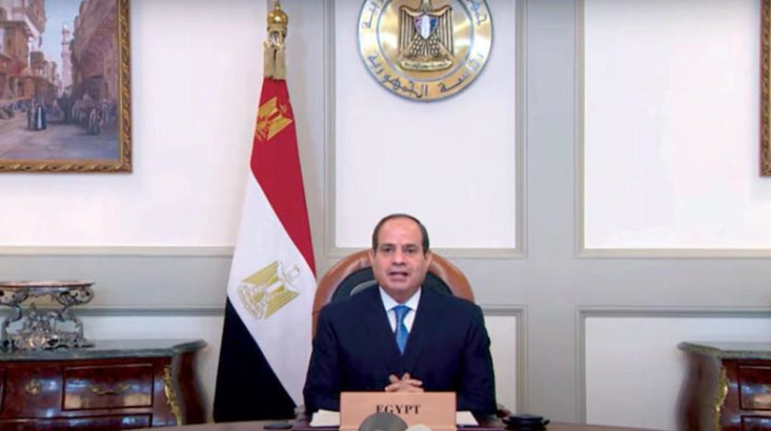Mısır Cumhurbaşkanı Abdulfettah es-Sisi konuşması sırasında (Cumhurbaşkanlığı)